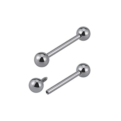 14G ASTM F136 Titanium Straight Barbell Rings for Nipple/Tongue/Dimply/Industrial - Internally Threaded Hypoallergenic Body Piercing Jewelry Gift for Women & Men, Nickel Free, Lead-Free - color: 14G(1.6mm), 5/8"(16mm), 5mm top