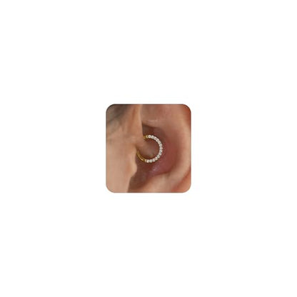 Cartilage Daith Earrings For Women Small 14K Gold Plated Hoop Hypoallergenic Helix Piercing Huggie Surgical Steel Diamond Implant Cubic Zirconia Prom Gift Jewelry - color: Style3-Gold, size: 16g-8mm