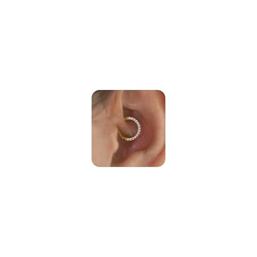 Cartilage Daith Earrings For Women Small 14K Gold Plated Hoop Hypoallergenic Helix Piercing Huggie Surgical Steel Diamond Implant Cubic Zirconia Prom Gift Jewelry - color: Style3-Gold, size: 16g-8mm