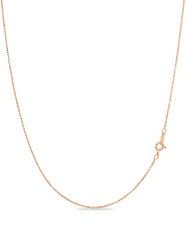 KEZEF 18K Gold Plated 925 Sterling Silver Box Chain Necklace for Women, 1mm Thin & Sturdy Italian Chain Necklace, Rose Gold & Silver Available, 15/16/18/20/22/24/30 - Inch - color: Rose Gold, size: 24 Inch