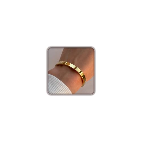Gold Bangle Bracelets for Women, Trendy Dainty 14K Gold Plated Oval Bangles Bracelet for Women, Stackable Friendship Bracelets Love Bangle Christmas Birthday Gifts - color: Gold, size: 7mm Single