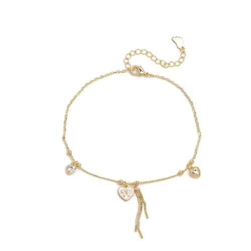 Sonateomber Gold Waterproof Ankle Bracelets for Women, Dainty Cute Adjustable Foot Non tarnish Anklets Summer Beach Jewelry Gifts - color: Gold Heart