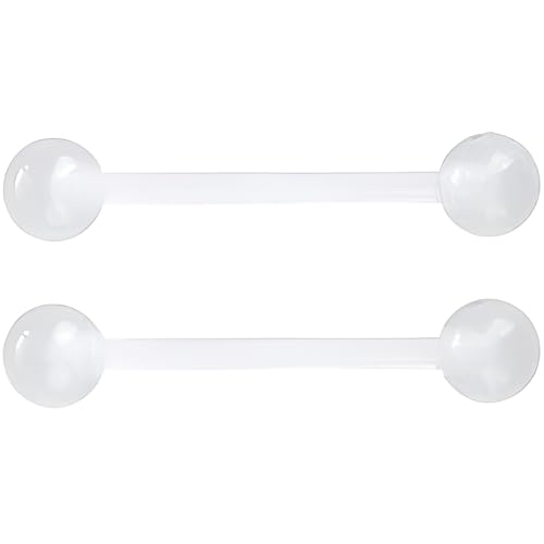 Glow in the Dark Barbell Piercing Kit for Women Men Acrylic Cute Nipple Bars Hypoallergenic 14 G Tongue Piercings Ring Set Long Body Jewelry Flexible Jewellery 2 pcs Size 16 MM - color: Clear