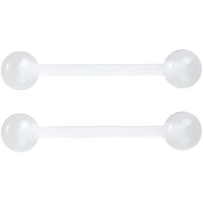 Glow in the Dark Barbell Piercing Kit for Women Men Acrylic Cute Nipple Bars Hypoallergenic 14 G Tongue Piercings Ring Set Long Body Jewelry Flexible Jewellery 2 pcs Size 16 MM - color: Clear