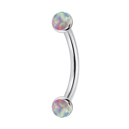 Jenxnjsjo F136 Titanium 16g 6/8/10mm Opal Eyebrow/Rook/Snug/Vertical-Labret/VCH/Snake-Eyes/Anti-Tragus/Christina/Daith/Belly-Button/Bridge/Hood/Surface Curved Barbell Piercing Jewelry for Women Men - color: Pink Opal, size: 6 mm