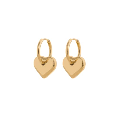 18K Gold Plated Huggie Hoop Earrings for Women, Waterproof Stainless Steel Celestial Moon Star Heart Charm Chunky Everyday Earrings - style: Classic Heart