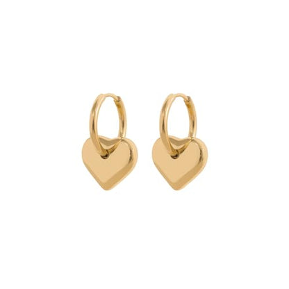 18K Gold Plated Huggie Hoop Earrings for Women, Waterproof Stainless Steel Celestial Moon Star Heart Charm Chunky Everyday Earrings - style: Classic Heart