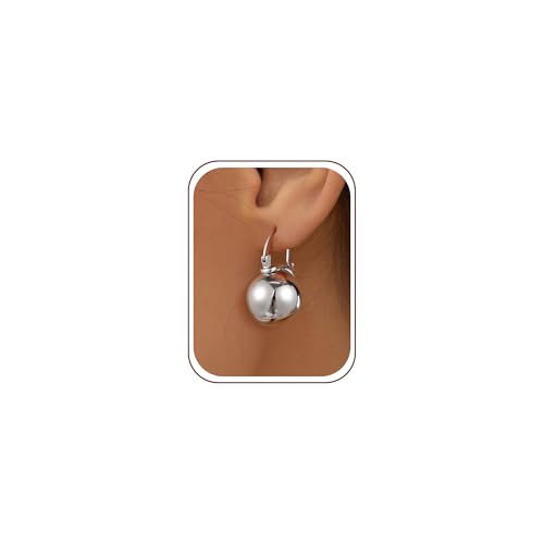14k Gold Plated Ball Dangle Earrings for Women Sterling Silver Ball Drop Earrings Hypoallergenic Round Balls Hoop Earring Leverback Lightweight Earrings Fashion Jewelry - color: sliver 1