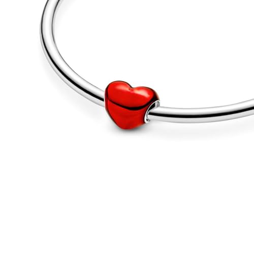 S925 Sterling Silver Enamel Colorful Heart Charm Fit Bracelets Necklaces | Black Pink Blue Green Red Enamel Heart Charms DIY Fashion Holiday Jewelry Gift Valentines Day & Anniversary for Women - color: Silver-0425