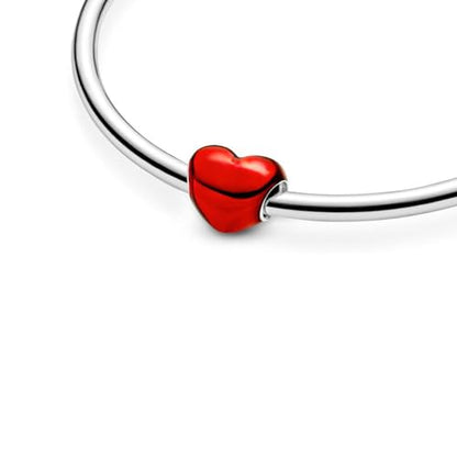 S925 Sterling Silver Enamel Colorful Heart Charm Fit Bracelets Necklaces | Black Pink Blue Green Red Enamel Heart Charms DIY Fashion Holiday Jewelry Gift Valentines Day & Anniversary for Women - color: Silver-0425