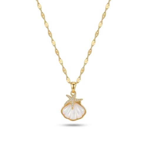 Jean Beau Dainty Pendant Necklaces for Women, Cute Chain Necklace Jewelry Gift - color: Gold White