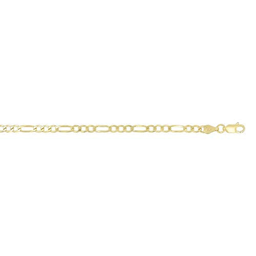 14K Gold or Rhodium Plated Silver Figaro Chain For Men | 1mm-13mm Thick | Solid 925 Figaro Italian Necklaces For Men - style: 3.50MM- Yellow