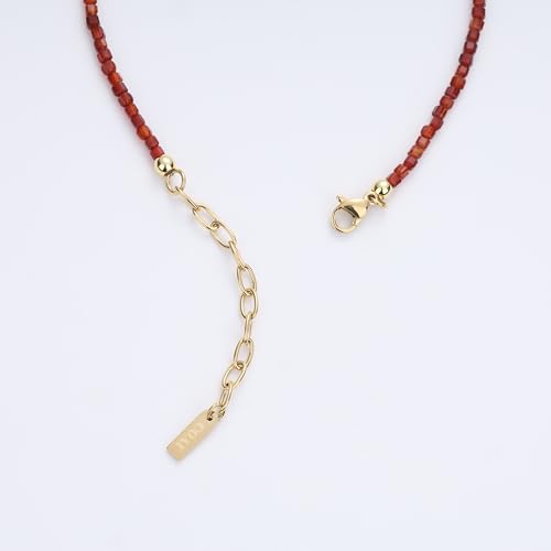 COAI Waterproof Anklet for Women, Square Crystal Beaded Anklet for Women, Red Carnelian/Turquoise/Lapis Lazuli - style: Red Carnelian