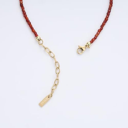 COAI Waterproof Anklet for Women, Square Crystal Beaded Anklet for Women, Red Carnelian/Turquoise/Lapis Lazuli - style: Red Carnelian