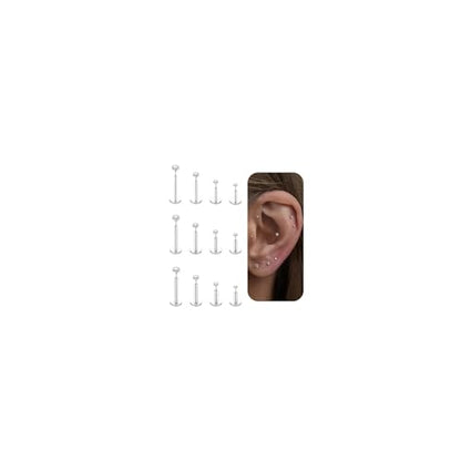 16G/18G/20G Tiny CZ Stud Earrings, Gold Flat Back Earrings, Threadless Cartilage Tragus Piercing Conch Stud Nose Helix Stud - color: CZ -Silver, size: 16/18/20 gauge (1.2mm/1.0mm/0.8mm post)