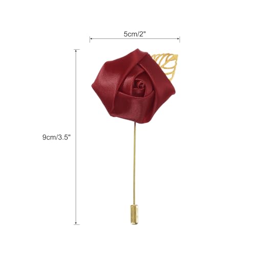 MECCANIXITY Groom Boutonnieres Rose Boutonnieres Pins for Wedding - color: Deep Red