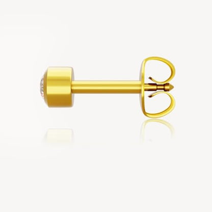 Caflon April Birthstone Stud Earrings - 12 Pairs Clear Crystal Studs, 3/4/5mm | Surgical Steel Starter & Piercing Studs, Sterilized & Individually Sealed | Hypoallergenic Nickel-Safe for Newly Pierced & Sensitive Ears - color: 24K Gold Plated, size: 4mm
