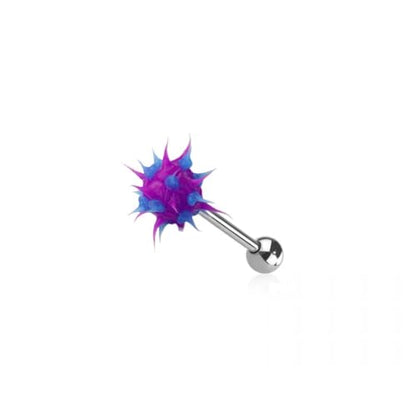 Pierced Owl 14GA 316L Stainless Steel Soft Silicone Spike Ball Tongue Barbell - style: Purple/Blue