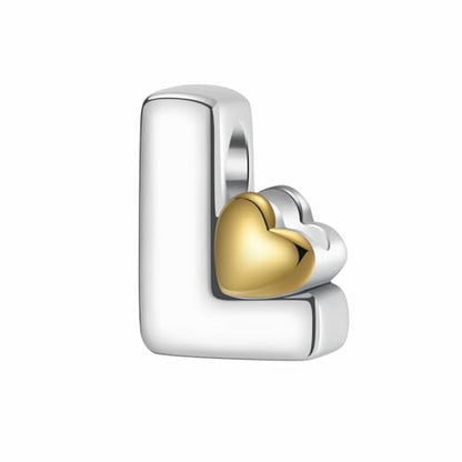 A~Z Alphabet Charm Letter Beads 925 Sterling Silver with Heart-shaped 5A Cubic Zircon Stones fits Pandora European Bracelets Necklace Jewelry Gift for Women - style: L Letter Charms