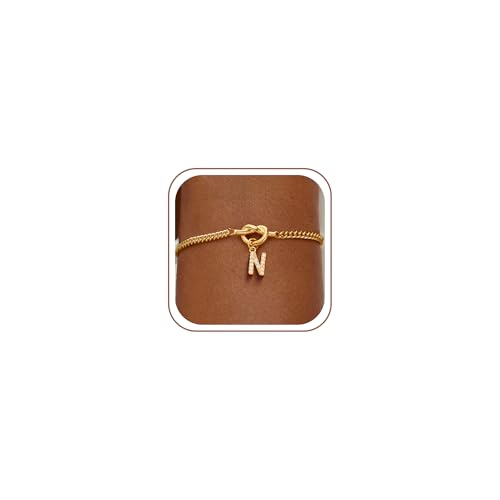 Gold Initial Bracelets for Women Jewelry Gifts - Dainty 14K Gold Plated Zircon Letter Knot Bracelet 26 Alphabet Monogram Initial Bracelets Birthday Gifts for Women - color: N