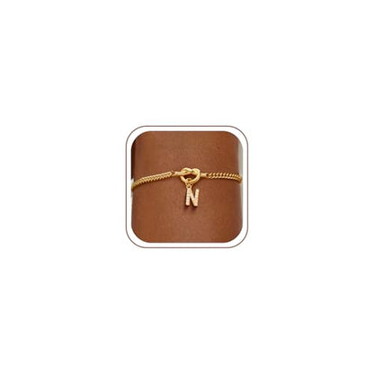 Gold Initial Bracelets for Women Jewelry Gifts - Dainty 14K Gold Plated Zircon Letter Knot Bracelet 26 Alphabet Monogram Initial Bracelets Birthday Gifts for Women - color: N