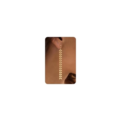 Dangle Earrings for Women - 14K Gold/White Gold/Rose Gold Plated Butterfly Heart Star Hoop Chain Long Tassel Cubic Zirconia CZ Dangle Earrings - color: Wheat