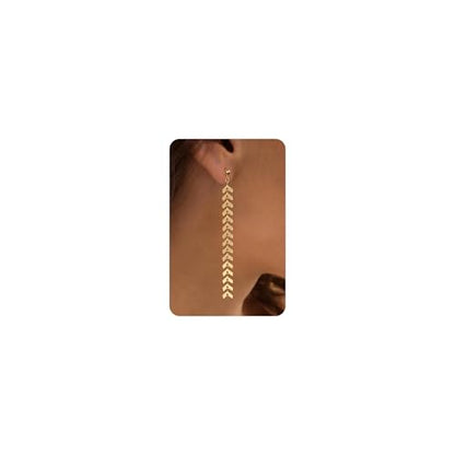 Dangle Earrings for Women - 14K Gold/White Gold/Rose Gold Plated Butterfly Heart Star Hoop Chain Long Tassel Cubic Zirconia CZ Dangle Earrings - color: Wheat