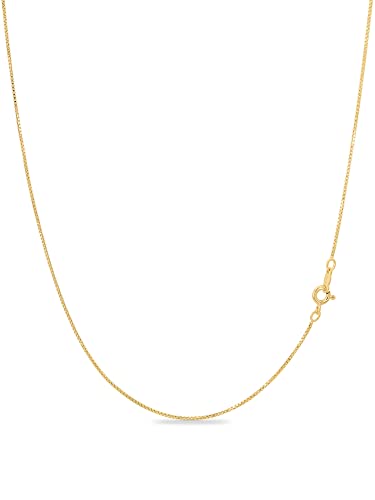 KEZEF 18K Gold Plated 925 Sterling Silver Box Chain Necklace for Women, 1mm Thin & Sturdy Italian Chain Necklace, Rose Gold & Silver Available, 15/16/18/20/22/24/30 - Inch - color: Gold, size: 20 Inch