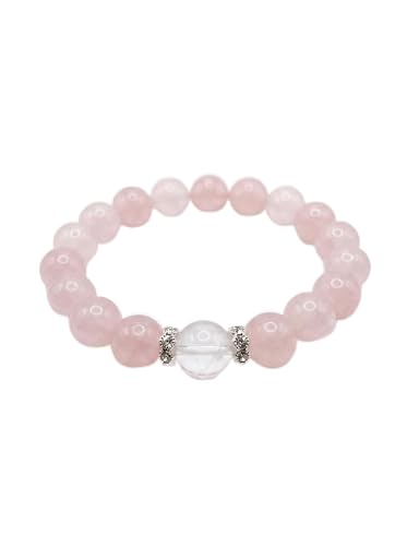 ZestBeads 10mm Natural Gemstone Bracelet for Women, Premium Crystal Beaded Energy Jewelry for Mindfulness & Meditation, Gift Ready Sustainable Cork Packaging - style: Blush Glow