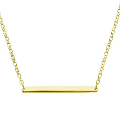Horizontal Bar Necklace for Women, Sterling Silver or 14K Gold Plated Silver, Minimalist, CZ Diamond, Dainty Bar Pendant - Unique Jewelry Gift - style: Minimalist - Gold
