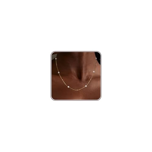 Dainty Pearl Necklace for Women Gold Plated Bridal Wedding Jewelry Trendy Cute Lariat Pearl Pendant Drop Charm Choker Stackable Necklace Gift for Women Mom Sister Daughter - color: H.Pearl Gold Beads