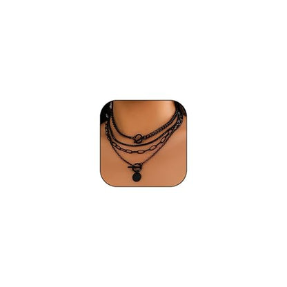 HUASAI Boho Necklaces for Women Dainty Layered Choker Necklace Bohemian Turquoise Necklace Statement Jewelry Western Cowgirl Country Concert Outfits Accessories - color: Z Black Choker Necklaces