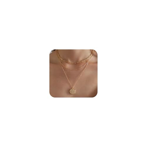 14K Gold Plated Layered Neckalce Set for Women Stack Small CZ Teardrop Pendant Neckalce Trendy Dainty Choker Chain Neckalce Drop Simple Thin Accessories Jewelry Gift