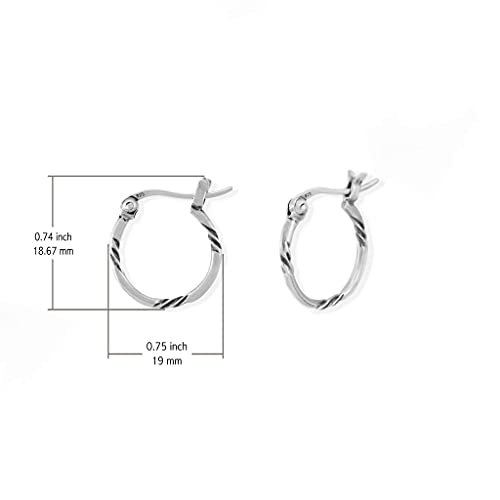Boma Jewelry Sterling Silver Twist Round Snap Down Hoop Earrings