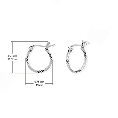 Boma Jewelry Sterling Silver Twist Round Snap Down Hoop Earrings