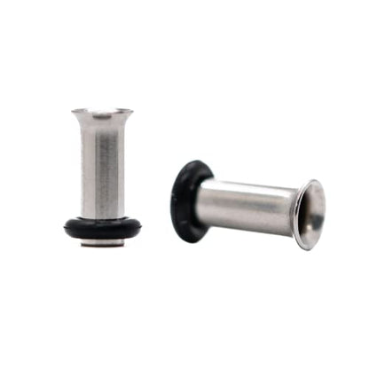 Forbidden Body Jewelry 12G-1 Inch Surgical Steel Single Flared Tunnel Plugs Plus O-Ring, Choose Pcs/Gauge - style: 2pcs: 4mm (6GA)