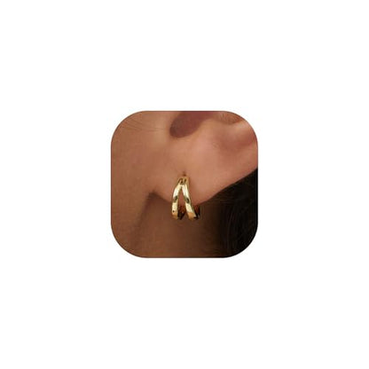 LLWOM Gold Huggie Earrings for Women-14k Gold/Silver/Rose/Black Plated Heart Hoop Earrings Hypoallergenic Lightweight Hoops Gifts - style: Split