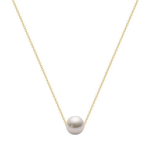 Zeffy Pearl Necklace 8MM Dainty Round Imitation Pearl Choker Necklace Wedding Pearl Necklace Delicate Jewelry for Women Simple Bridesmaid Jewelry Gifts - style: Style6-10mm Gold Single Pearl Necklace