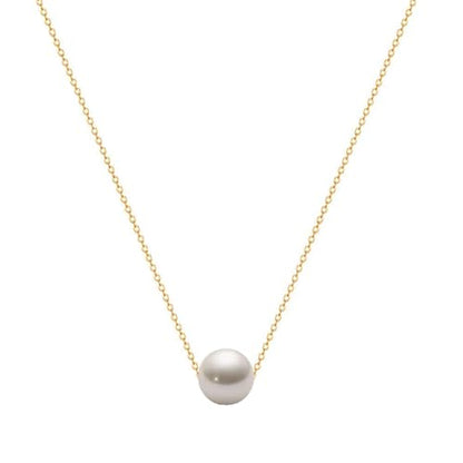 Zeffy Pearl Necklace 8MM Dainty Round Imitation Pearl Choker Necklace Wedding Pearl Necklace Delicate Jewelry for Women Simple Bridesmaid Jewelry Gifts - style: Style6-10mm Gold Single Pearl Necklace