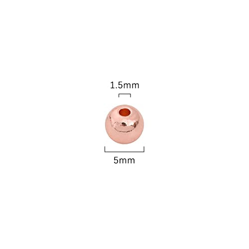 Rose Gold Plated Round Spacer Beads 5mm 60pcs for Jewelry Making Findings Non Tarnish - color: Rose Gold, size: 5mm