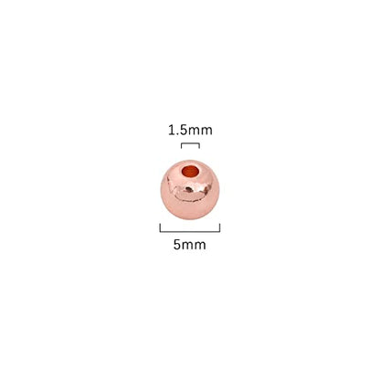 Rose Gold Plated Round Spacer Beads 5mm 60pcs for Jewelry Making Findings Non Tarnish - color: Rose Gold, size: 5mm