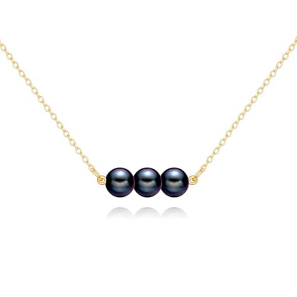 KECHO 14K Real Gold Beads Pendant Necklace Solid Yellow Gold Jewelry Anniversary Birthday Gifts for Women - color: Black Pearl 3