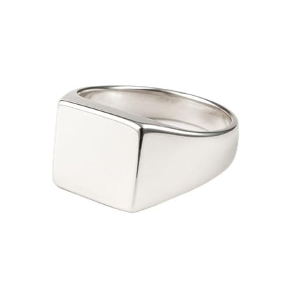 Minimalist Sterling Silver Signet Ring for Men Women – Solid 925 Silver Rectangle Band, Modern Everyday Jewelry