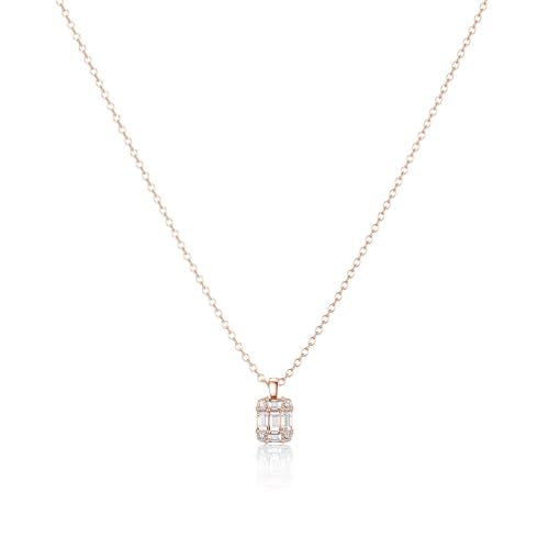 Tewiky Pendant Necklace for Women 14k Gold Plated Chain Choker Necklaces | Dainty Necklaces,Aesthetic Simple Necklace,Jewelry Gifts for Women - color: roes gold CZ
