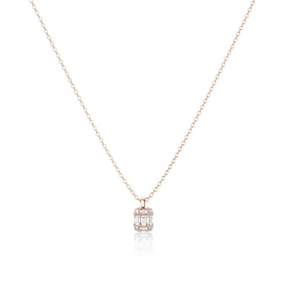Tewiky Pendant Necklace for Women 14k Gold Plated Chain Choker Necklaces | Dainty Necklaces,Aesthetic Simple Necklace,Jewelry Gifts for Women - color: roes gold CZ