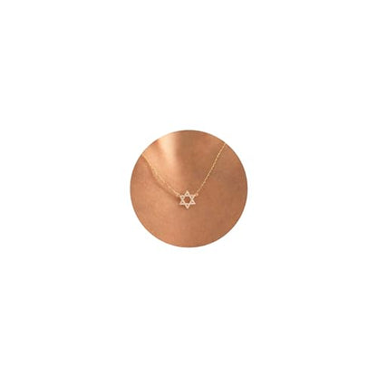 LLWOM Gold Necklace for Women-14k Gold Plated Infinity Necklace Star Of David Necklace Evil Eye Cross Pendants Heart Dainty Gold Necklace For Women - color: Gold-CZ Star Of David