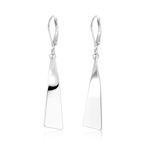 ALEXCRAFT Silver Dangle Earrings for Women Trendy Silver Drop Leverback Earrings for Women Long Hypoallergenic Dangle Earring for Jewelry Gifts - color: Silver