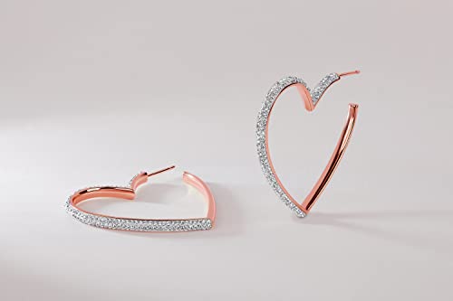 MILLA Heart Hoop Earrings, Silver & Gold Heart Earrings For Women | These Glimmering Heart Hoops are Available in Gold, Rose Gold or Silver Plated Heart Shaped Earrings - color: Rose Gold Plated