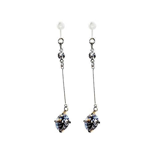 Drop Cubic Zirconia Invisible Clip On Earrings for Women Not Pierced Gold Teardrop Sqaure CZ Crystal Dangle Gold Silver Comfortable Clip On Earrings Bridal Wedding Prom - color: Screw-Back Round Gold