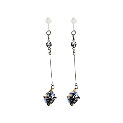Drop Cubic Zirconia Invisible Clip On Earrings for Women Not Pierced Gold Teardrop Sqaure CZ Crystal Dangle Gold Silver Comfortable Clip On Earrings Bridal Wedding Prom - color: Screw-Back Round Gold